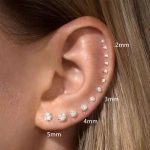 Fashion 1 Pair 2-6mm Stud Earrings Women Hypoallergenic Double Round Cubic Zirconia Stainless Steel Women Earrings High Quality