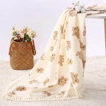 Bear Pattern Baby Cotton Muslin Blanket Infant Swaddling Babies Bedding Accessories Baby Swaddle Wrap Baby Blankets Newborn